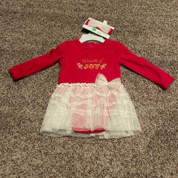Girls Christmas dress size 9 months with headband - Picture 1 of 1